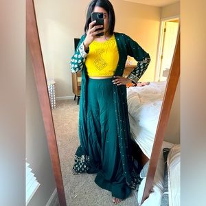 Green and Yellow Indian Outfit Palazzo Set